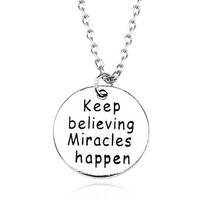 Carved keep believing Mirdcles happen Pendant Punk Vintage Choker Necklaces Fashion Inspiring Jewelry For Women Men Colar 2024 - buy cheap