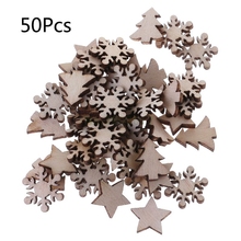 50pcs Laser Cut Wood Embellishment Wooden Winter Festival Christmas Shape Craft Wedding Decor 2024 - buy cheap