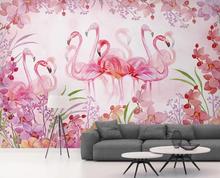 Custom 3D mural wallpaper pink flamingo living room bedroom background wall decoration painting 2024 - buy cheap