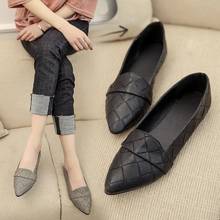 Woman Flats Pointed Toe Slip on Shoes Woman Ballet Flats PU Leather Loafers Boat Shoes Weave Ladies Shoes Zapatos Mujer889 2024 - buy cheap