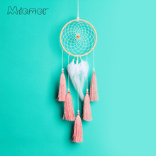 MIAMOR Dreamcatcher With Pink Tassel & White Feather Home Kid's Bedroom Pendant Decor Accessories Gift for Children AMOR1101 2024 - buy cheap