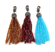 Free Shipping Fashion Crystal Tassel Hanging With Crystal Pave Lobster for DIY making necklace jewelry charm 2024 - buy cheap