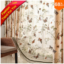 2017 Animal butterfly Drapery 3D colors Flowers embroidery finished curtain sheet curtains have rope & wall hook PAPILLON drapes 2024 - buy cheap