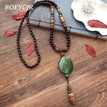 BOEYCJR 12 Styles Available PANGA-PANGA Wood Beads Necklace Handmade Jewelry Nepal Ethnic Pendant Necklace for Men or Women  2024 - buy cheap