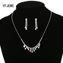Yfjewe-conjunto de joias femininas, joias longas e prateadas com strass, nas cores dourada, com corrente e brincos, # n221 2024 - compre barato
