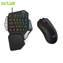 Delux T9X Single Hand Gaming Keyboard Mechanical Wired Ergonomic RGB Keyboards And Delux M625 PMW3360 Wired Gamer Mouse For PUBG 2024 - buy cheap