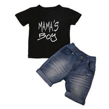 Verano niño chico bebé niño ropa de manga corta Camiseta camiseta Top + pantalones cortos de mezclilla conjunto de ropa 2024 - compra barato