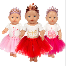 Brithday Set Doll Clothes+Crown Fit For born baby 43cm Doll Clothes Doll Accessories For 17inch Baby Doll 2024 - buy cheap