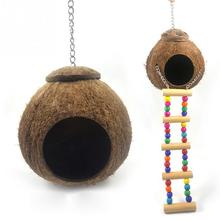 Adeeing Coconut Shell Bird Nest House Hut Cage With Hanging Lanyard Feeder Pet Parrot Finches Sparrows Parakeet Bird 2024 - buy cheap