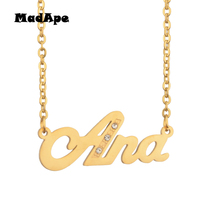 MadApe-Collar personalizado con nombre para mujer, cadena de suéter de acero inoxidable "Ana", Color dorado, nombre personalizado 2024 - compra barato