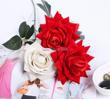 Flor artificial feita à mão e decorativa de festa de natal, rosa e único, 5 cores, 59cm 2024 - compre barato