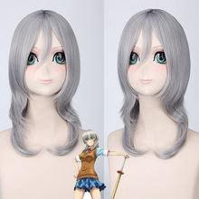 Anime Binbo-gami ga! Sakura ichiko cosplay wig siliver Grey Curly Medium Synthetic Hair Ichiko Sakura cosplay wigs + wig cap 2024 - buy cheap