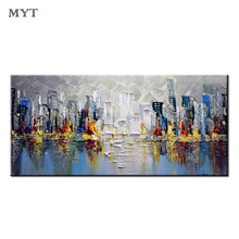 Unframed Hand Painted city building Oil Painting Home Decor Palette Knife Painting For Wedding Decoration living room  Wall Art 2024 - buy cheap