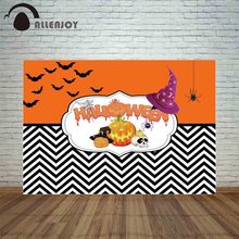 Allenjoy background photophone Halloween orange pumpkin lantern bat spider skull black chevron pattern Horror backdrops photo 2024 - buy cheap