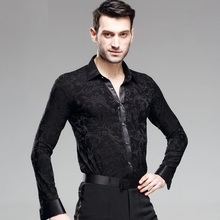 Men's Dancing Shirt Adult  Black Long Sleeved Shirt Male Dance Adult Modern Dance Latin Dance Costume Rumba Samba B-4236 2024 - buy cheap