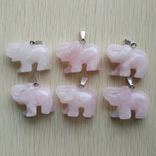 Wholesale 6pcs/lot good quality natural roses quartz stone Carved elephant charms pendants fit jewelry making free shipping 2024 - buy cheap