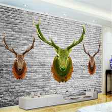 beibehang Custom 3D wallpaper retro nostalgia brick wall elk wallpaper TV background living room bedroom wall decoration 2024 - buy cheap