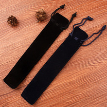 Thicker Velvet Pen Pouch Holder Single Pencil Bag Pen Case with Rope for Roller Ball Fountain Ballpoint Pen Black and Blue 2024 - buy cheap