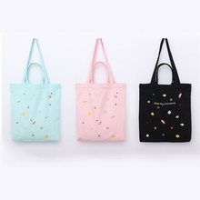 Nova chegada universo e flor bordado bolsa lona múmia estilo fresco bolsa de ombro femme algodão sacola de compras bolsas 2024 - compre barato