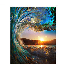 Pintura por números DIY, 50x65, 60x75cm, paisaje de surf oceánico, lienzo de paisaje, decoración de boda, imagen artística, regalo 2024 - compra barato