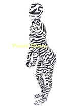 Zentai-mono completo con patrón de cebra para adultos y niños, traje de Cosplay de animales hecho a medida para Halloween 2024 - compra barato