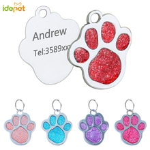 Personalized Dog ID Tag Customized Pet Foot Shape Name Tag Plate Pet Dog Accessories Collar Decoration Pink Red Accessories 30 2024 - buy cheap