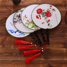 50Pcs/Lot Classic Handle Small Round Fan Chinese Silk Fans For Dancing Vintage Traditional Craft Floral Party Fans For Women 2024 - buy cheap
