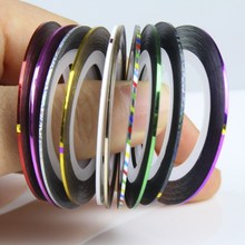Nail Striping Tape Line 1mm 10 Colors Mixed Rolls Glue Adhesive Stick Strip Nail Art Sticker Decal Manicure Tools Retail WY347 2024 - buy cheap
