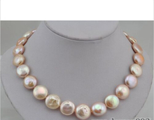 Free shipping >>>>>Luster 17"16mm pink coin freshwater cultured pearl necklace 2024 - buy cheap