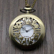 Античная бронза Alice In Wonder Time тематические карманные часы кролик тыкать Брелок часы с цепочкой ожерелье 2024 - купить недорого