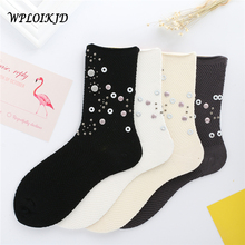 [WPLOIKJD] Harajuku Metal Sequins Precious Stone Glitter Socks Women Hand Made Sheer Socks Cotton Heap Heap Meias Calcetines Sox 2024 - buy cheap