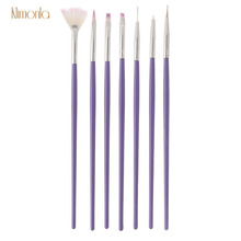 7pcs/set Purple Nail Art Brush Pen Fan Line Builder Designs DIY Painting Drawing Pen UV Gel Brushes Manicure Tools Set 2024 - buy cheap
