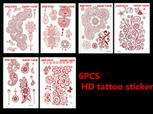 6PCS/1Lot Metalic Gold Tatoo Temporary Flash Tattoos Sex Products Henna Metal Bling Body Paint Stickers 2024 - buy cheap