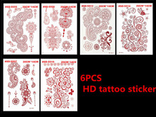 6 шт/1 лот металлический, золотистый тату временные флэш-татуировки секс-товары хна металлические блестящие наклейки на тело 2024 - купить недорого