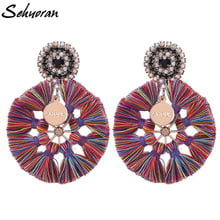 Sehuoran Bohemian Long Tassel Earrings For Women Fashion Jewelry Round Pendientes Crystal Fringe Dangle Earrings Female Wedding 2024 - buy cheap