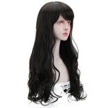 Peluca de cabello negro Natural sintético para mujer, cabellera artificial largo con flequillo lateral, para fiesta de disfraces de Lolita, diosa griega 2024 - compra barato