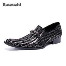 Batzuzhi-Zapatos de vestir de lujo para Hombre, calzado de cuero negro con punta cuadrada, para negocios, fiesta y boda 2024 - compra barato