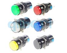 Botão de pressão de luz plástico, vermelho/azul/amarelo/verde/branco, 16mm, momentâneo/travamento, 1no, 1nc/2no, 2nc 2024 - compre barato