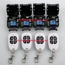 12V 1ch wireless remote control switch system 4 transmitter and 4 receiver 8pcs relay Simple and practical smart house