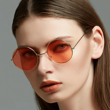 [El malus] óculos de sol retrô redondo uv400, óculos masculino e feminino de marca e designer, espelhado com lentes vermelhas e amarelas 2024 - compre barato