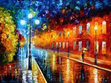 Wall art modern oil paintings blue lights Landscapes painting Canvas abstract artwork city scenes image for office Hand painted 2024 - buy cheap