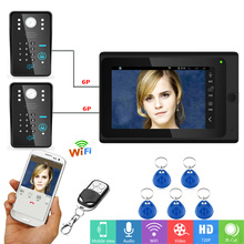 Sistema de intercomunicación con 2 cámaras, videoportero RFID con Wifi y Wifi, 720P, 7 pulgadas, desbloqueo por aplicación remota, grabación 2024 - compra barato