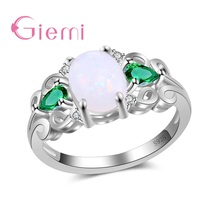 Wholesale 925 Sterling Silver Rings Antique Women Rhinestone Jewelry Opal Bijoux Femme Engagement Ring Accessories 2024 - buy cheap