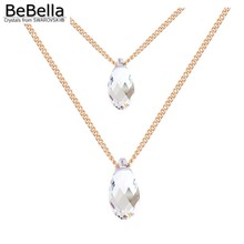 BeBella-collar de 2 capas con cristales de Swarovski para mujer, color oro rosa, con colgante en forma de gota, hecho con cristales Swarovski, joyería de boda 2024 - compra barato