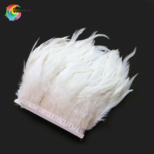 Wholesale elegant white rooster feather trims width 6-8 inches Chicken feather ribbon for Wedding Carnival Clothing Decoration 2024 - buy cheap