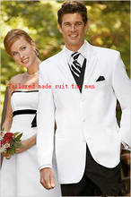 Custom made Classic Notch Lapel White three button Groomsman Wedding Suit Prom/Form/Bridegroom men Suit( jacket+Pants+vest+tie) 2024 - buy cheap