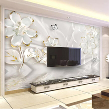 Пользовательские обои 3d фотообои тисненые элегантные белые украшения цветок декоративная настенная бумага домашний декор настенная 3d обои 2024 - купить недорого
