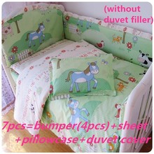 Promotion! 6/7PCS  Baby Bedding Set Crib Netting Bumpers Newborn Baby Products cartoon bedding,120*60/120*70cm 2024 - buy cheap