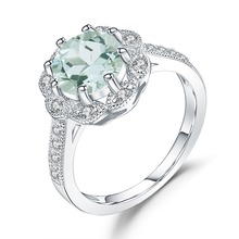 Anel de noivado com flores de prata esterlina 925 para mulheres, anel de noivado com ametista verde natural, presente de joias finas para balé 2.04ct 2024 - compre barato