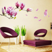 DIY 3D Romantic Purple Flower Wall Sticker Vintage Poster Tree Stickers Wall Decal Home Decor for Living Room Kids Rooms Mural 2024 - buy cheap